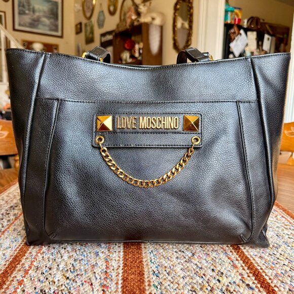 Love Moschino Faux Leather Tote with Gold Toned Hardware and Red Interior - Picture 1 of 7